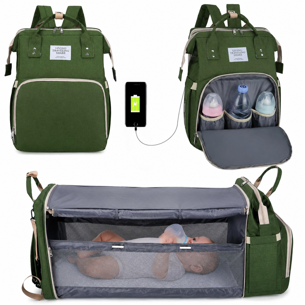 Sac à Langer 3-en-1 avec Lit Bébé Portable