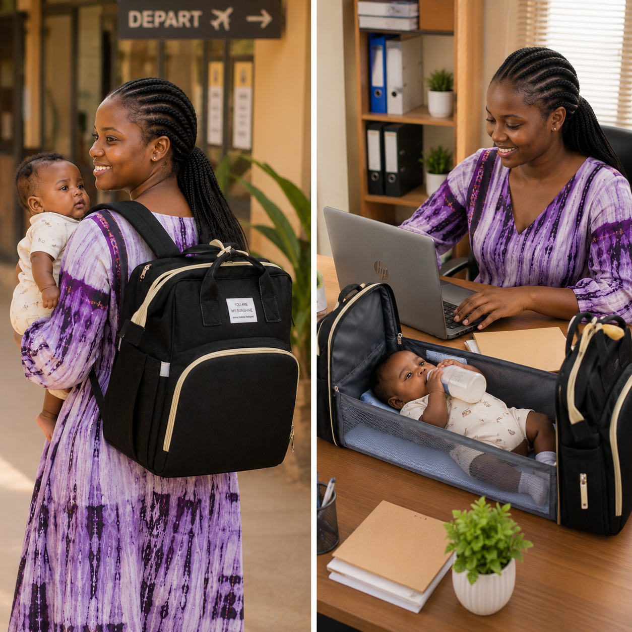 Sac à Langer 3-en-1 avec Lit Bébé Portable